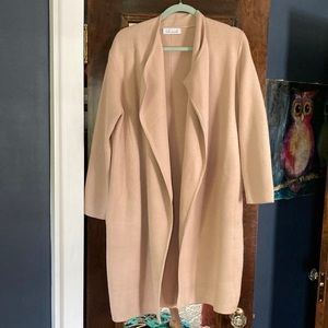 CHICWISH Women's Classy Light Tan/Black Open Front Knit Coat Cardigan